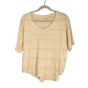Athleta Organic Daily Tie-Dye Commute Tee Chantilly Cream Cotton Size Small